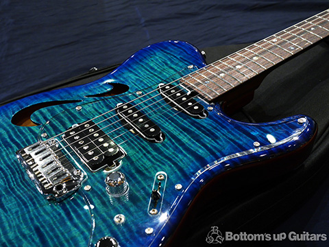 T's Guitars TL-Hollow Deluxe Rosewood Neck - Atlantic Blue Breeze -【BUG Special Order】