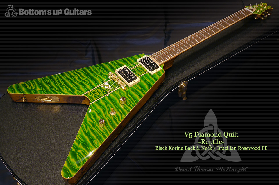 V5 Diamond Quilt -Reptile- Black Korina Back & Neck / Brazilian Rosewood FB