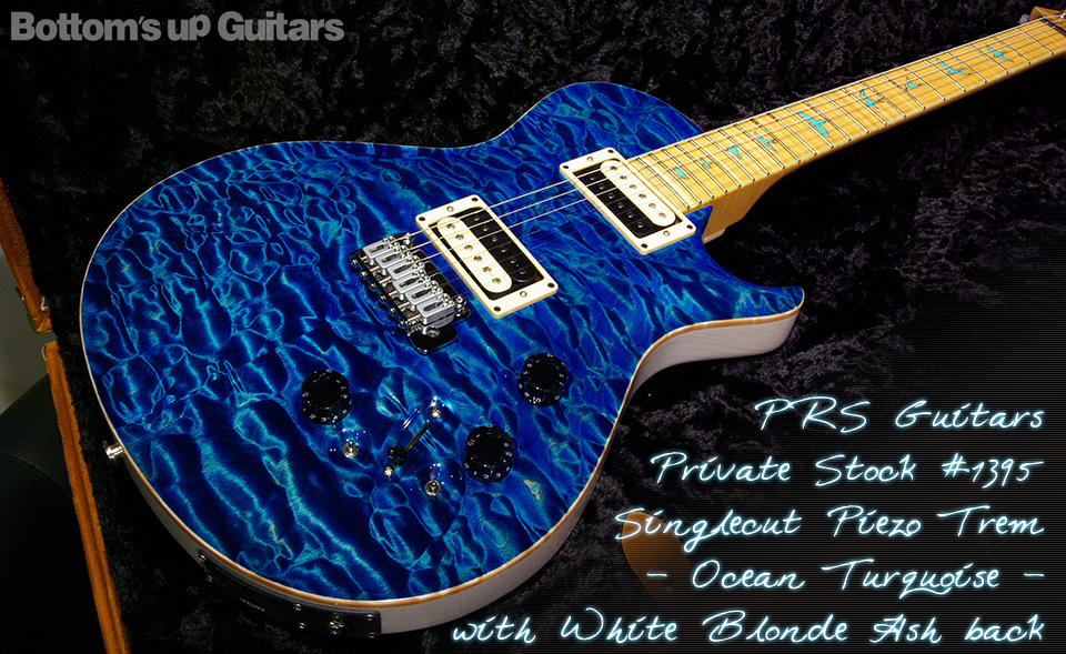 PRS Private Stock #1395 Singlecut PIEZO Trem - Aquamarine - Quilt with White Blonde Ash back -