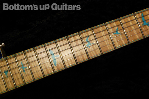 Private Stock #1395 Singlecut PIEZO Trem - Aquamarine - Ocean Turquoise Quilt with White Blonde Ash back -