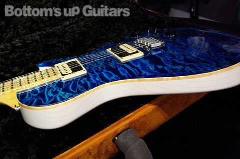 Private Stock #1395 Singlecut PIEZO Trem - Aquamarine - Ocean Turquoise Quilt with White Blonde Ash back -