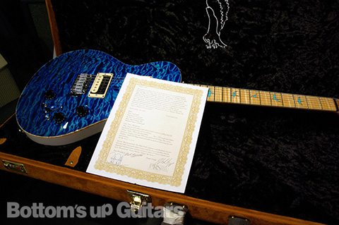 Private Stock #1395 Singlecut PIEZO Trem - Aquamarine - Ocean Turquoise Quilt with White Blonde Ash back -