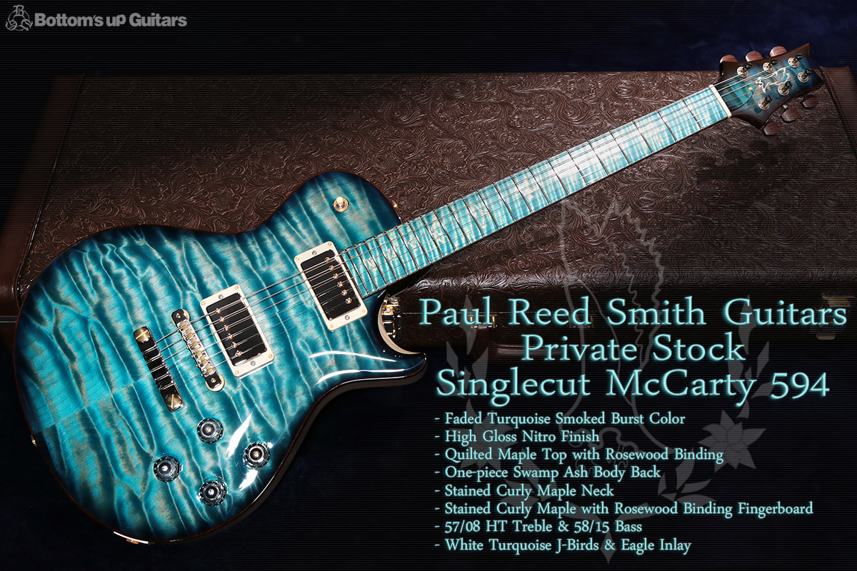 PRS PS76xx Singlecut McCarty 594 - Faded Turquoise Smoked Burst - プライベートストック マッカーティ594 シングルカット 