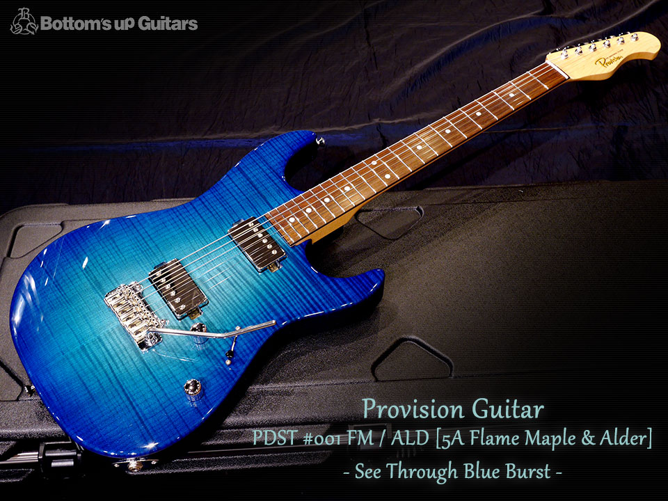 Provision Guitar PDST 5A Flame Maple Alder Trans Blue Burst Dinky Strato Hipshot Wilkinson