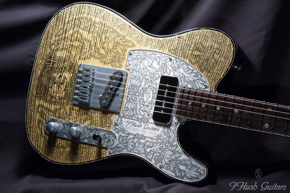 IHush Guitars Tele Dragon figured Gold Black Gold Grain filled 【日本が世界に誇るオールハンドメイドの逸品!】 アイハッシュギターズ Journey Neal Schon