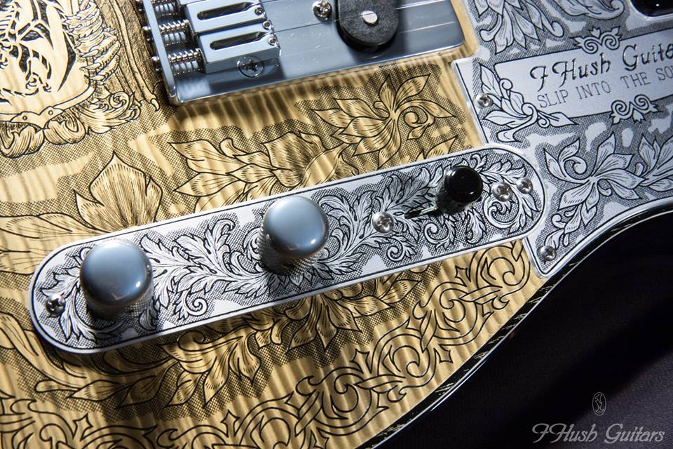 IHush Guitars Tele Dragon figured Gold Black Gold Grain filled 【日本が世界に誇るオールハンドメイドの逸品!】 アイハッシュギターズ Journey Neal Schon