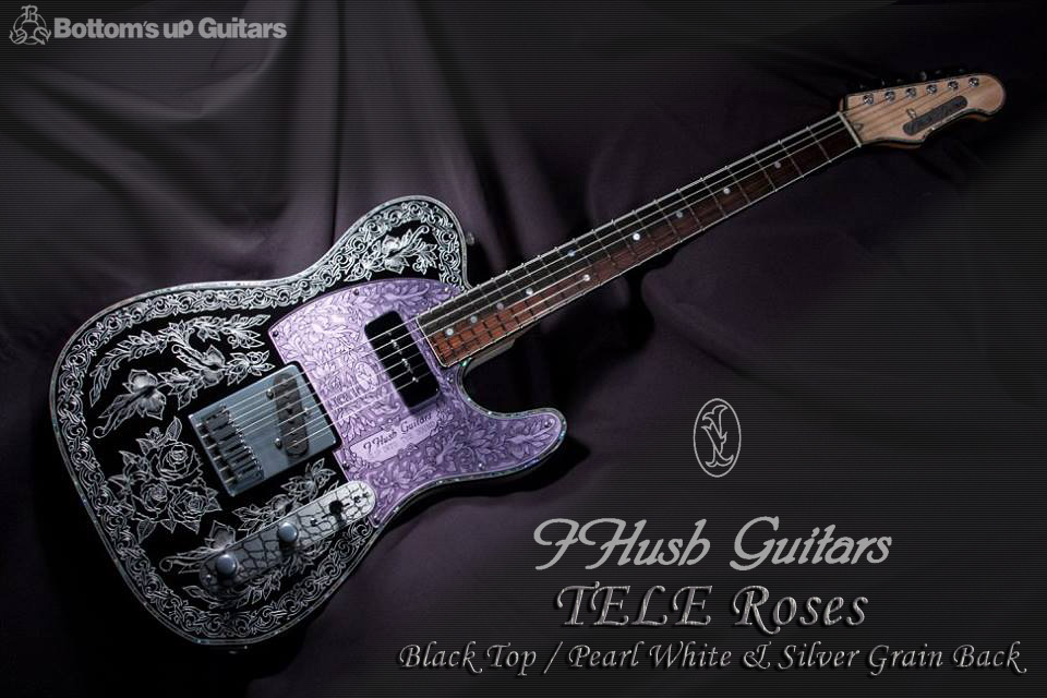 IHush Guitars TELE ROSES Black Top Pearl White Back 【2017 サウンドメッセ大阪出展品!】  アイハッシュギターズ Journey Neal Schon