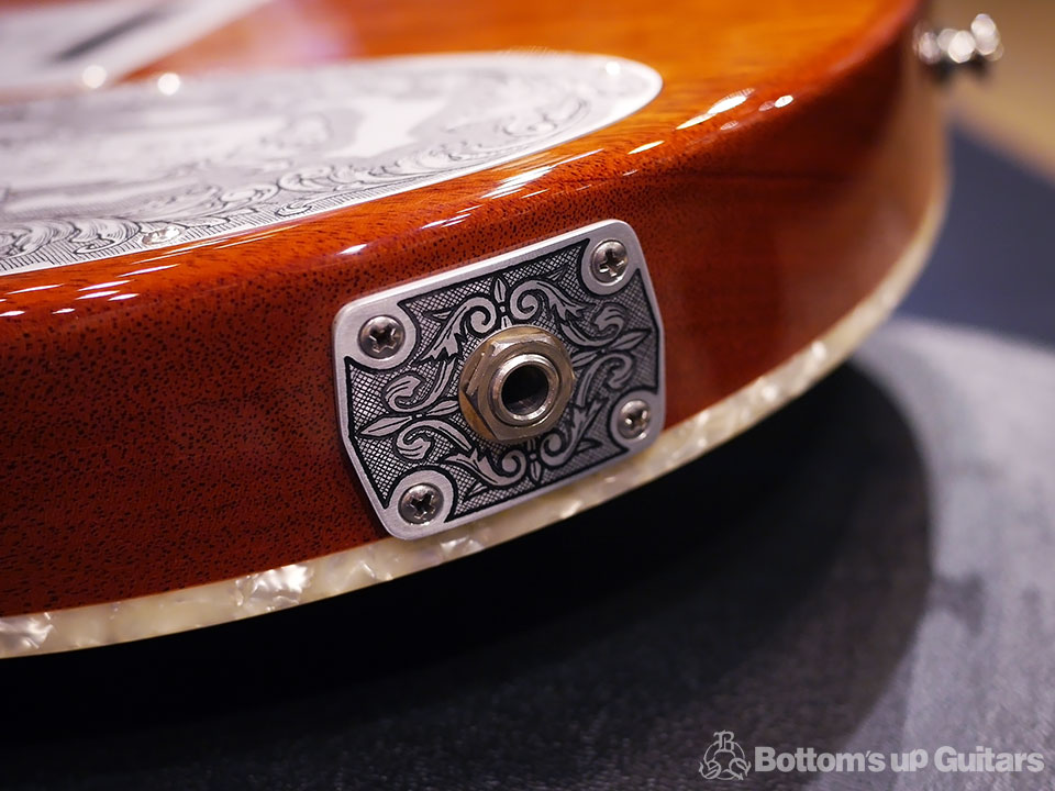 IHush_RIGHTEOUS Trem BK NAMM 2016 アイハッシュギターズ Zemaitis handmade engrave 彫金 Brazilian Rosewood Honduras Mahogany Bare Knuckle Gotoh