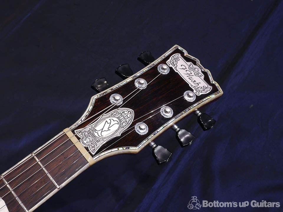 IHush_RIGHTEOUS Trem BK NAMM 2016 アイハッシュギターズ Zemaitis handmade engrave 彫金 Brazilian Rosewood Honduras Mahogany Bare Knuckle Gotoh