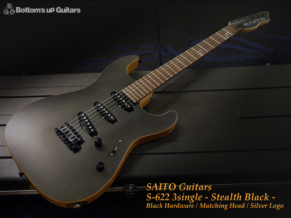 SAITO GUITARS S-622 3single Black Hardware Silver Logo Stealth Black 齋藤楽器工房 SAYTONE