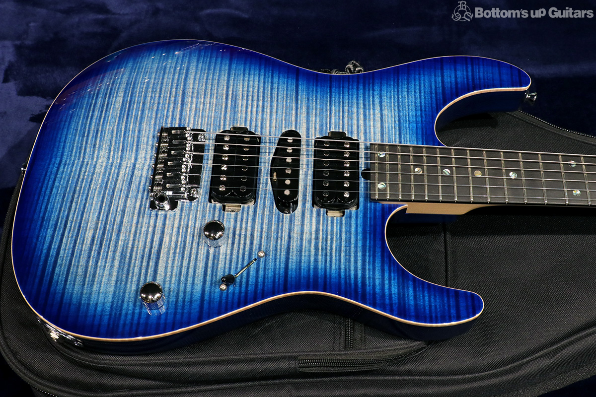 T's Guitars {BUG} DST-Pro 24 Flame - Trans Blue Denim Burst -