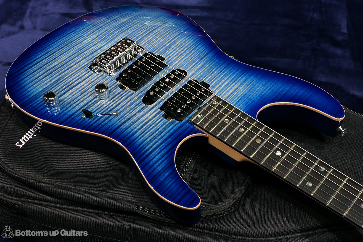 T's Guitars {BUG} DST-Pro 24 Flame - Trans Blue Denim Burst -