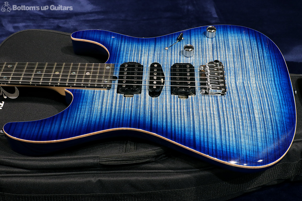 T's Guitars {BUG} DST-Pro 24 Flame - Trans Blue Denim Burst -