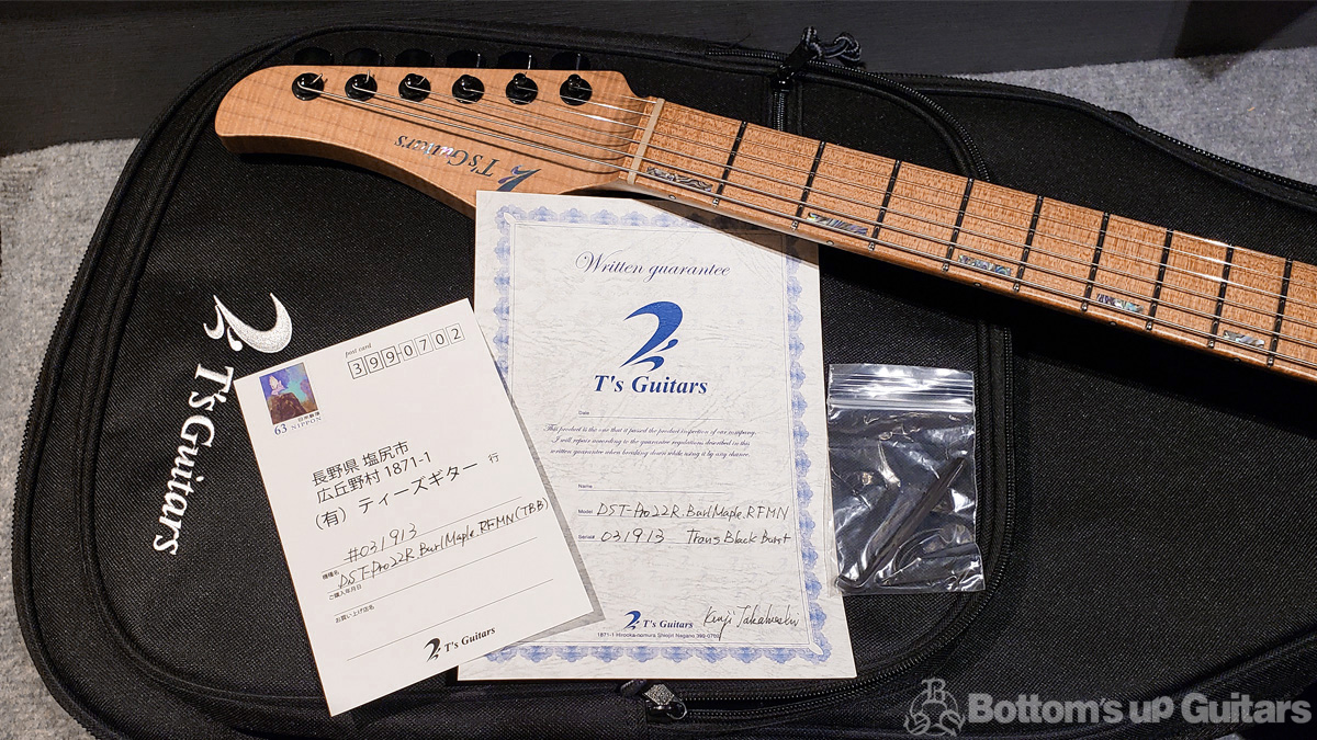 T's Guitars DST-Pro22R Hardtail with JST Suhr PU ! 5A Burl Maple Top / Roast FM Neck & FB 【当店特注品 !!】