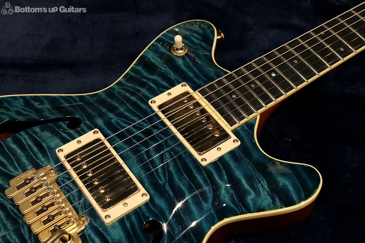 T's Guitars {BUG} Custom Made Arc Hollow Quilt 《Archback》 - Black Slate - 【アーチバックの初期モノ!】