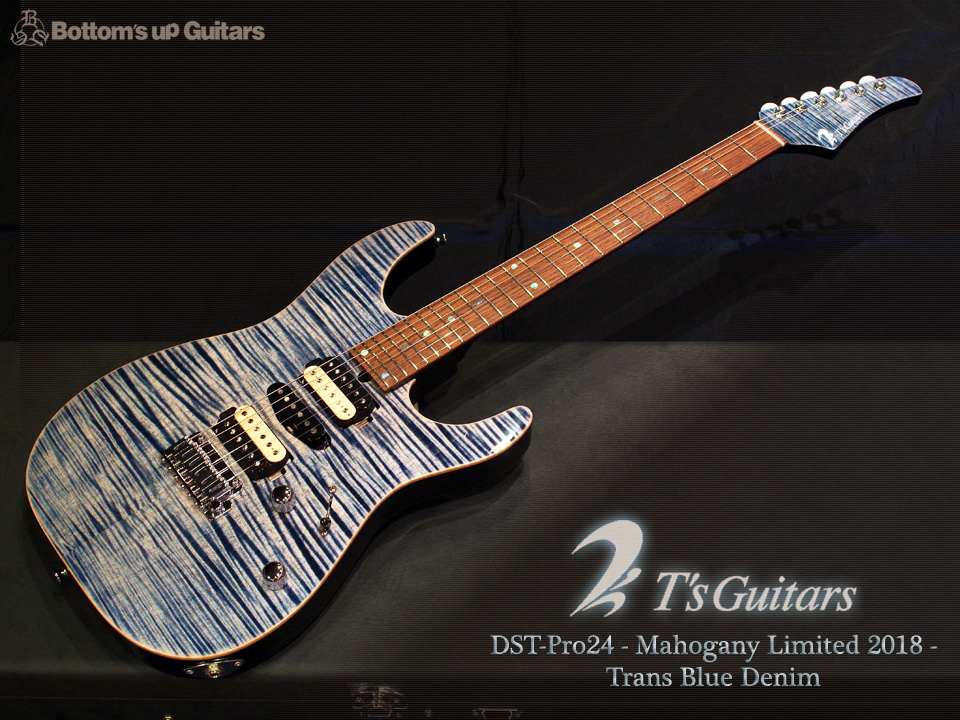 T's Guitars DST-Pro24 Mahogany Limited 2018 - Trans Blue Denim 特注 国産 日本製 JAPAN
