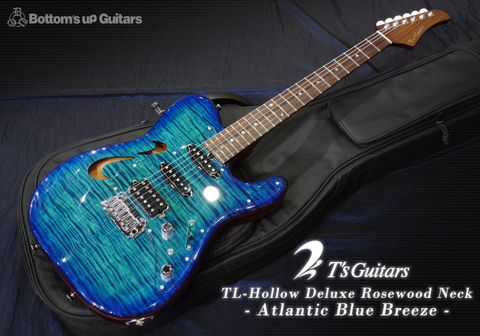 T's Guitars TL-Hollow Deluxe Rosewood Neck - Atlantic Blue Breeze -【BUG Special Order】