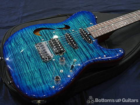 T's Guitars TL-Hollow Deluxe Rosewood Neck - Atlantic Blue Breeze -【BUG Special Order】