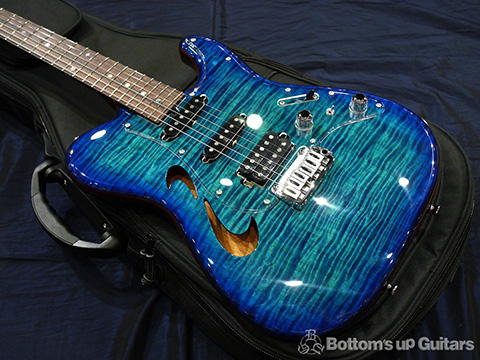 T's Guitars TL-Hollow Deluxe Rosewood Neck - Atlantic Blue Breeze -【BUG Special Order】