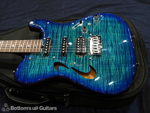 T's Guitars TL-Hollow Deluxe Rosewood Neck - Atlantic Blue Breeze -【BUG Special Order】